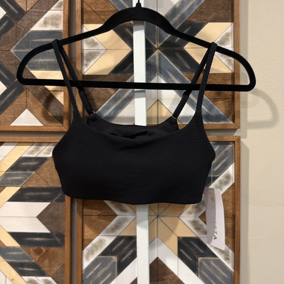 Athleta Scoop Pique Bikini Top Black Small NWT - Picture 4 of 7